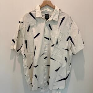 GAP Short Sleeve Button Down Shirt Men's 3XL Brush Stroke Print Blue White